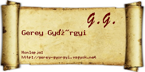 Gerey Györgyi névjegykártya